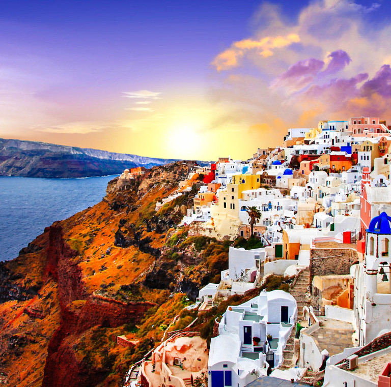 sunset over Santorini
