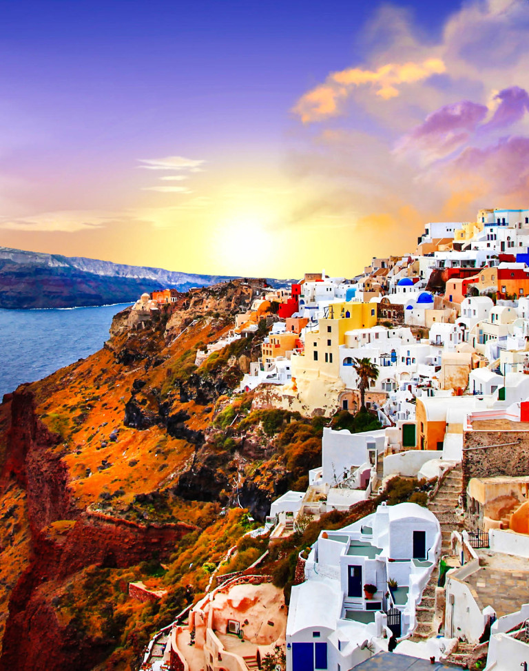 sunset over Santorini