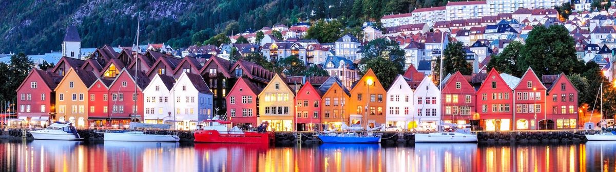 De stad Bergen in Noorwegen