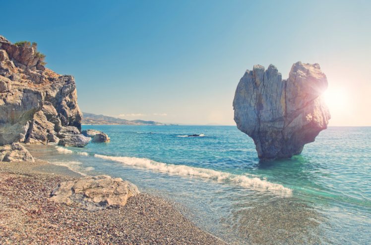 Het strand van Preveli op Kreta Het strand van Preveli op Kreta